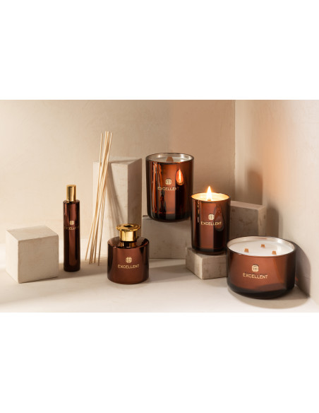 Bougie parfumée XL Boisée 50 heures Excellent Parfum Siberia Fir avec photophore en Verre Marron - 4