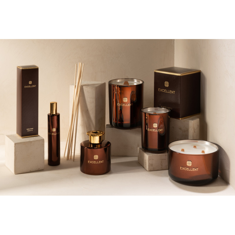 Bougie parfumée XL Boisée 50 heures Excellent Parfum Siberia Fir avec photophore en Verre Marron - 5