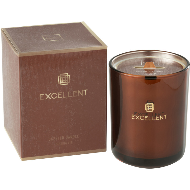 Bougie parfumée XXL Boisée 80 heures Excellent Parfum Siberia Fir avec photophore en Verre Marron - 1