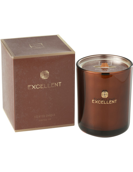 Bougie parfumée XXL Boisée 80 heures Excellent Parfum Siberia Fir avec photophore en Verre Marron - 1