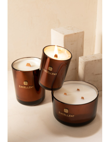 Bougie parfumée XXL Boisée 80 heures Excellent Parfum Siberia Fir avec photophore en Verre Marron - 2