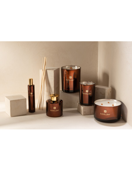 Bougie parfumée XXL Boisée 80 heures Excellent Parfum Siberia Fir avec photophore en Verre Marron - 3