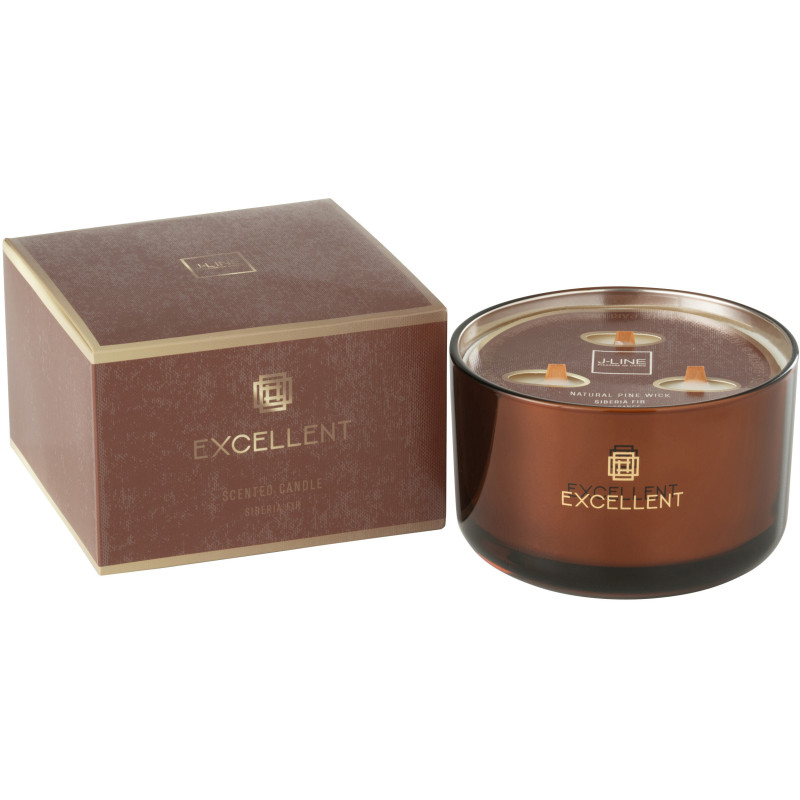 Bougie parfumée XL Boisée 40 heures Excellent Parfum Siberia Fir avec photophore en Verre Marron - 1