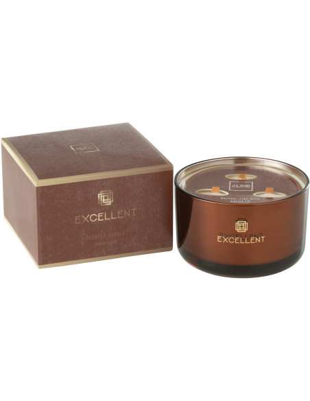 Bougie parfumée XL Boisée 40 heures Excellent Parfum Siberia Fir avec photophore en Verre Marron - 1