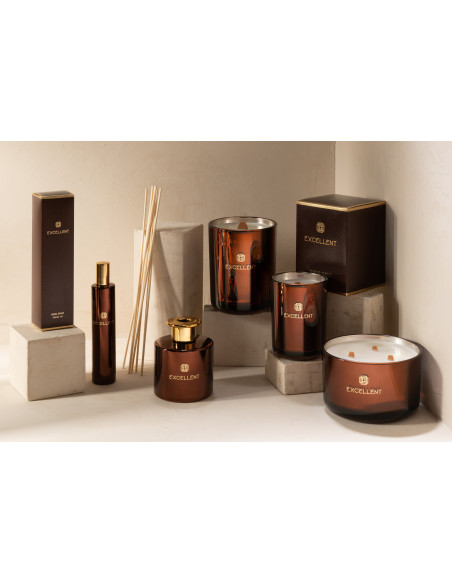 Bougie parfumée XL Boisée 40 heures Excellent Parfum Siberia Fir avec photophore en Verre Marron - 5