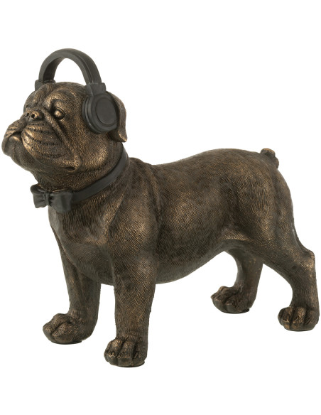Statue déco XL Chien Rocky en Résine Bronze - 1