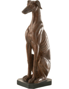 Statue déco XL Chien Toffee en Résine Marron Sur socle - 1