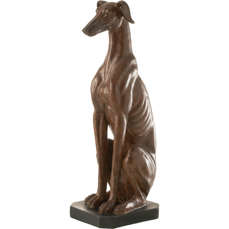 Statue déco XL Chien Toffee en Résine Marron Sur socle - 1