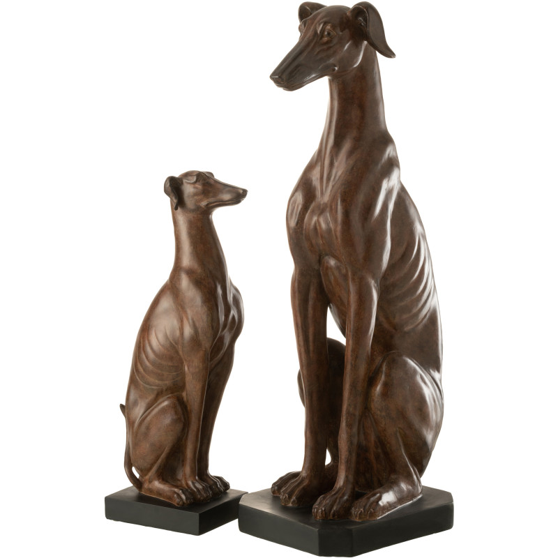 Statue déco XL Chien Toffee en Résine Marron Sur socle - 3