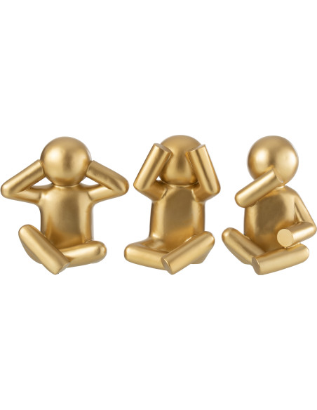 Statue déco Bonhomme assis P'tit Maurice en Résine Doré (Lot de 3) - 1