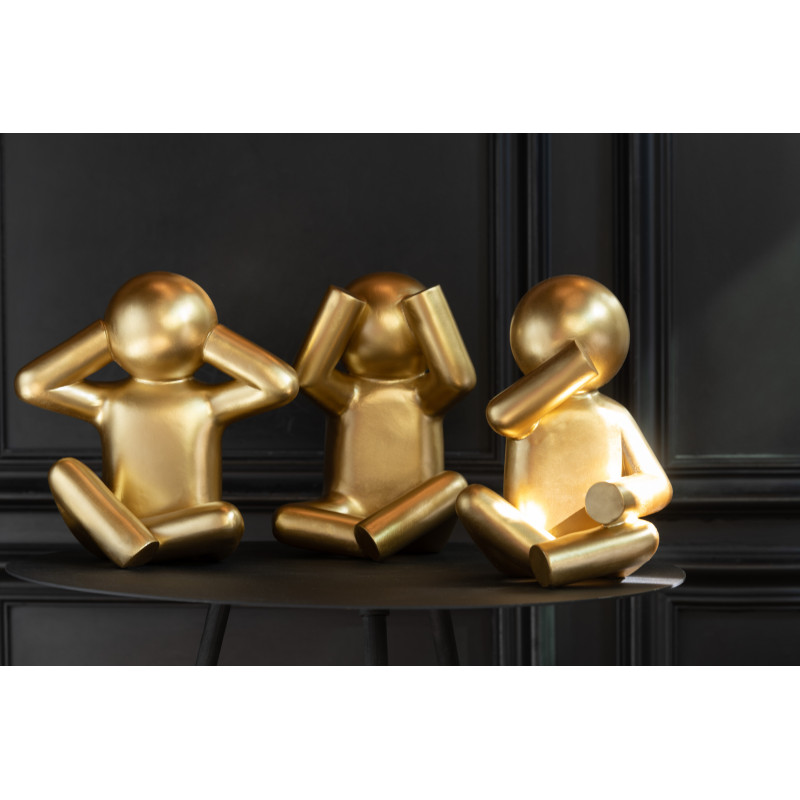 Statue déco Bonhomme assis P'tit Maurice en Résine Doré (Lot de 3) - 2