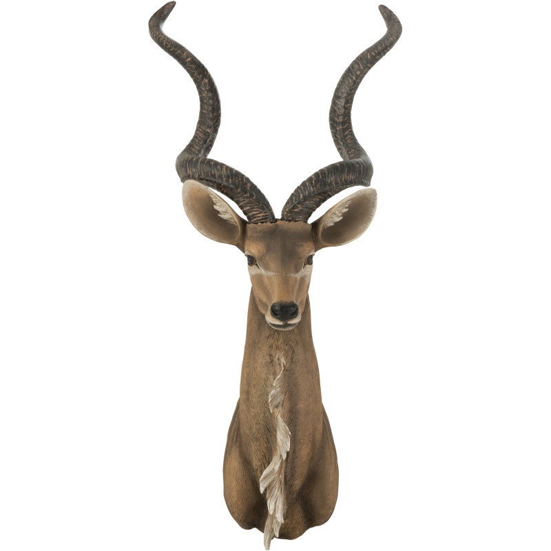 Déco Murale Tête d'antilope Ryma en Résine Marron 50x85 - 1