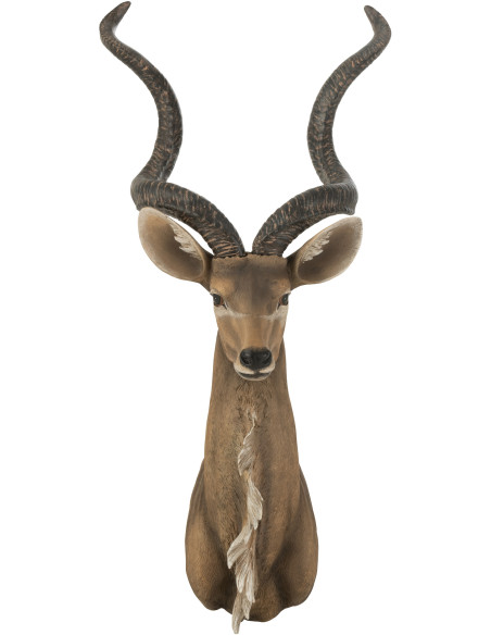 Déco Murale Tête d'antilope Ryma en Résine Marron 50x85 - 1