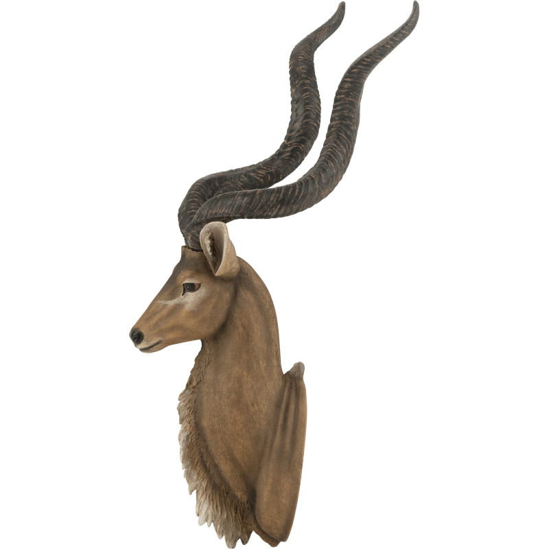 Déco Murale Tête d'antilope Ryma en Résine Marron 50x85 - 2