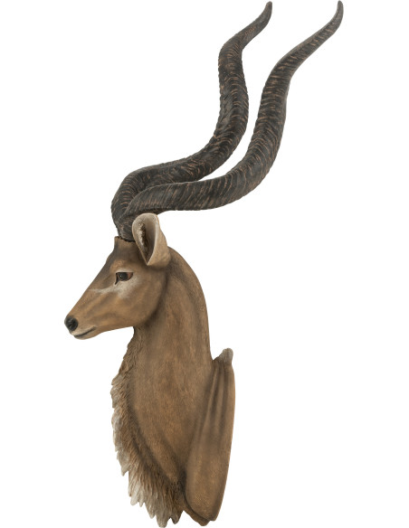 Déco Murale Tête d'antilope Ryma en Résine Marron 50x85 - 2