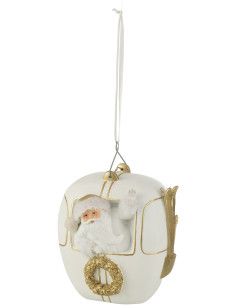 Décoration de Noël Père Noël en téléphérique XL en Résine Blanc Doré - 1