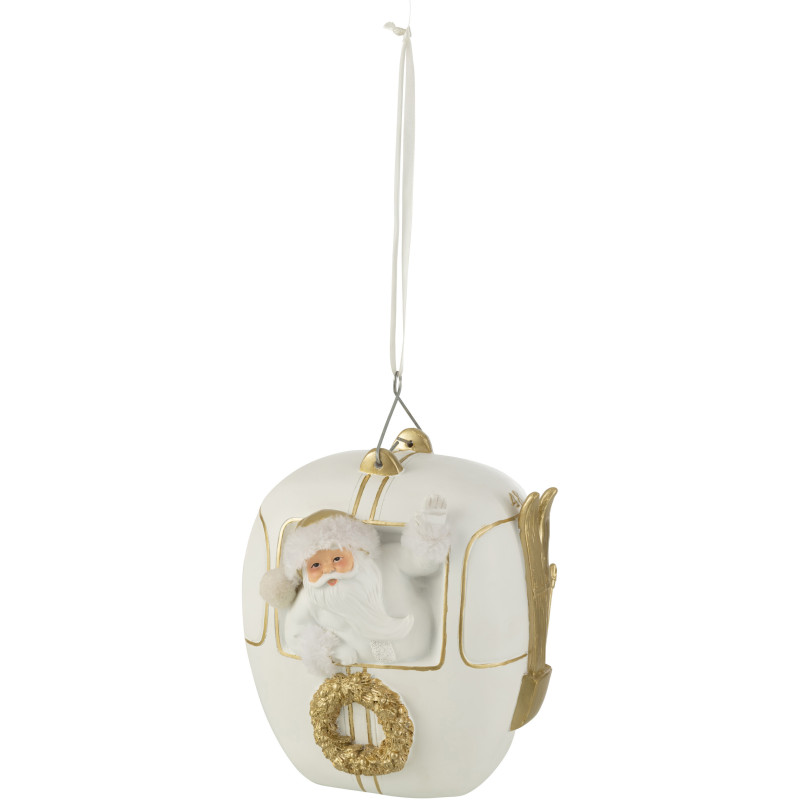 Décoration de Noël Père Noël en téléphérique XL en Résine Blanc Doré - 1