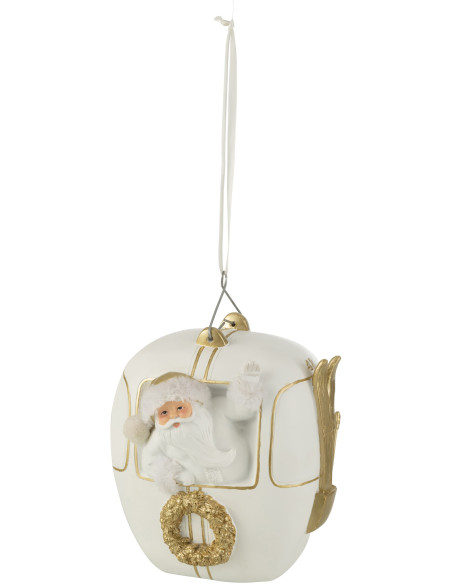 Décoration de Noël Père Noël en téléphérique XL en Résine Blanc Doré - 1