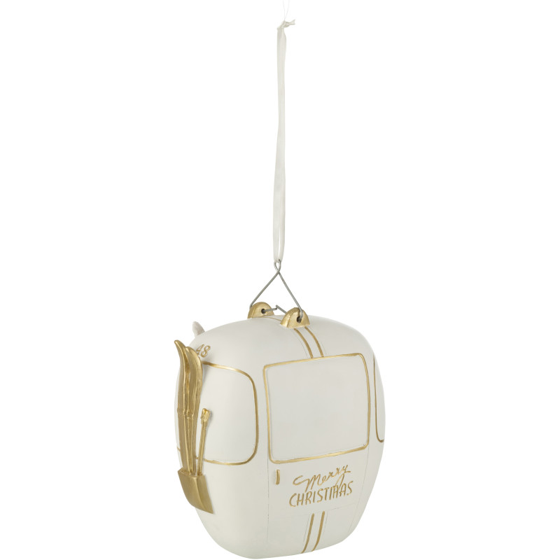 Décoration de Noël Père Noël en téléphérique XL en Résine Blanc Doré - 2