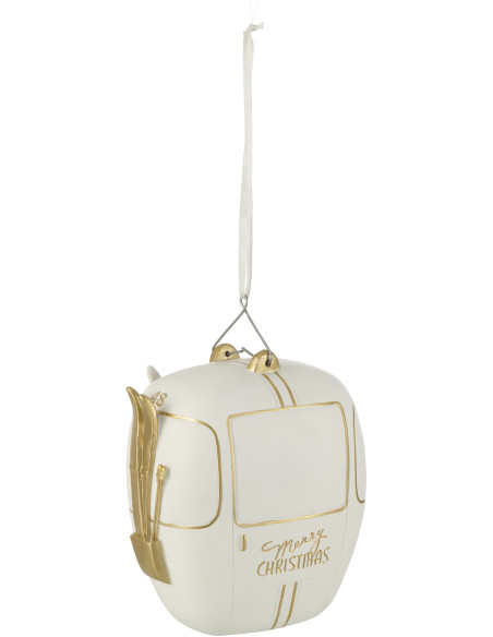 Décoration de Noël Père Noël en téléphérique XL en Résine Blanc Doré - 2