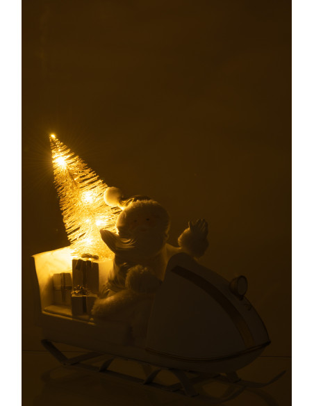 Décoration de Noël Père Noël en traineai XL en Résine Blanc Doré - 3