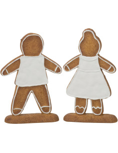 Décoration de Noël Bonhommes Pain d'épice 15 cm en Résine Marron Blanc (Lot de 2) J-Line - 2