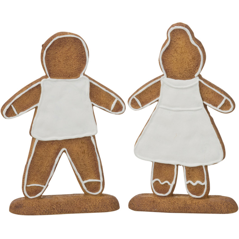 Décoration de Noël Bonhommes Pain d'épice 15 cm en Résine Marron Blanc (Lot de 2) - 2