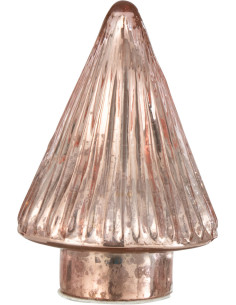 Sapin de Noël lumineux Led 10 cm en Verre Rose - 1