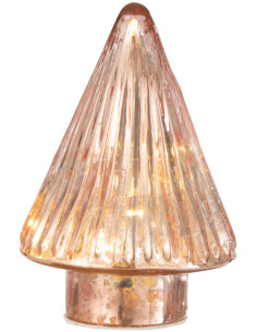 Sapin de Noël lumineux Led 10 cm en Verre Rose - 2