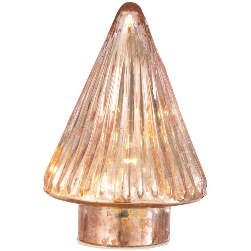 Sapin de Noël lumineux Led 10 cm en Verre Rose - 2