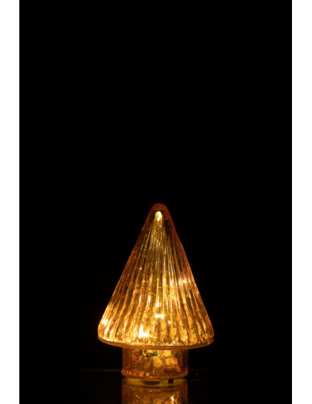 Sapin de Noël lumineux Led 10 cm en Verre Rose - 3