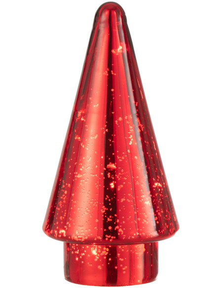 Sapin de Noël lumineux Led 20 cm en Verre Rouge - 1
