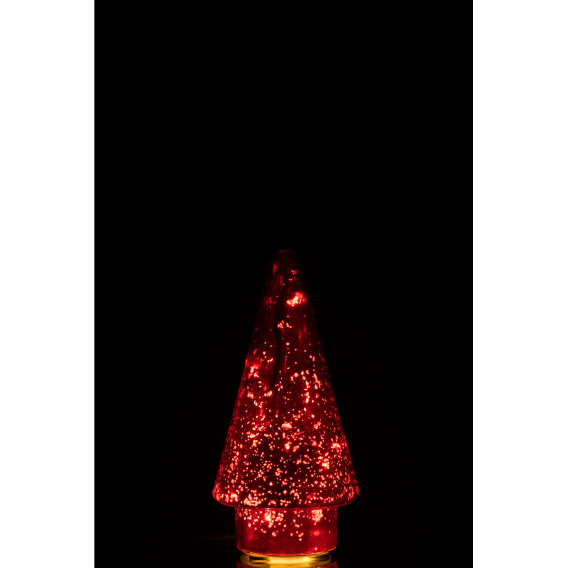 Sapin de Noël lumineux Led 20 cm en Verre Rouge - 3