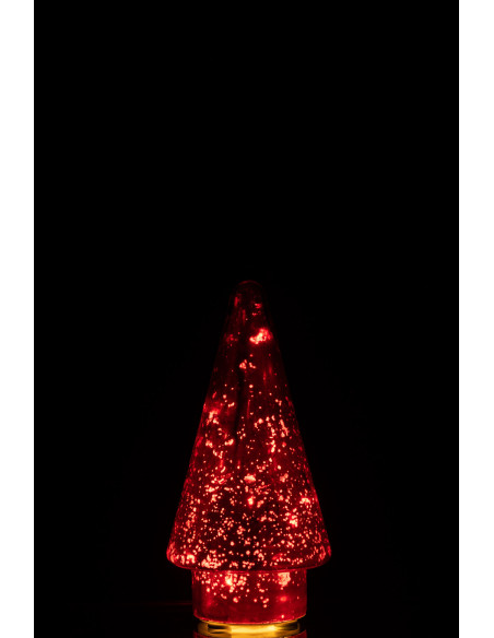 Sapin de Noël lumineux Led 20 cm en Verre Rouge - 3