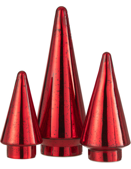 Sapin de Noël lumineux Led 30 cm en Verre Rouge - 4