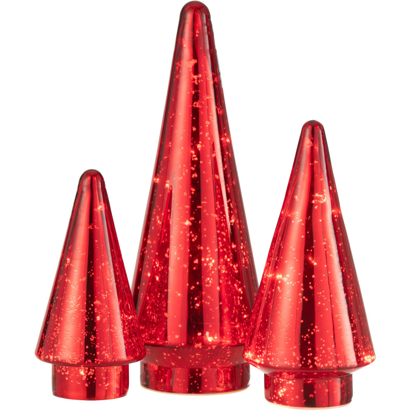 Sapin de Noël lumineux Led 30 cm en Verre Rouge - 5