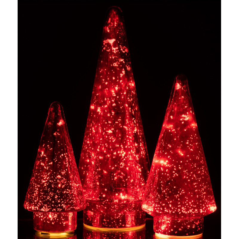 Sapin de Noël lumineux Led 30 cm en Verre Rouge - 6