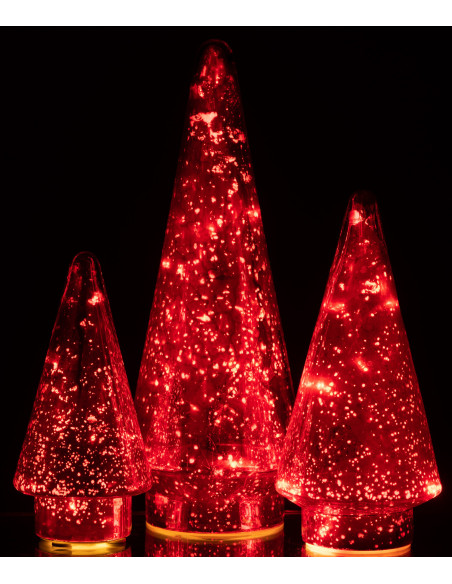 Sapin de Noël lumineux Led 30 cm en Verre Rouge - 6