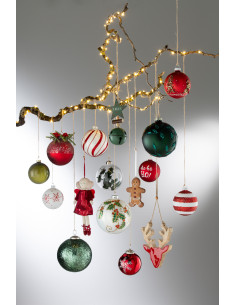 Boule de Noël en Verre Rouge Motif flocon J-Line - 2