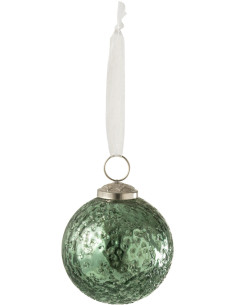 Boule de Noël en Verre Vert Effet cabossé - 1
