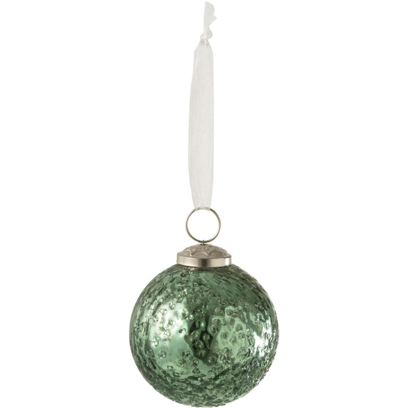 Boule de Noël en Verre Vert Effet cabossé - 1