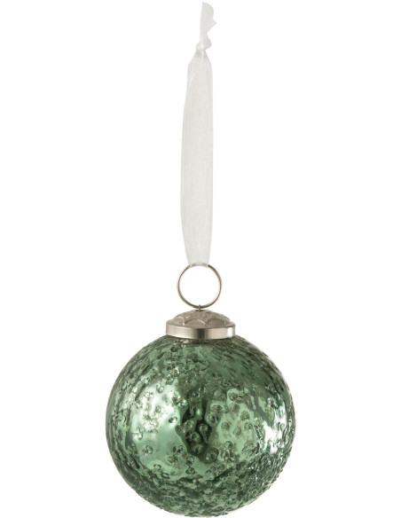Boule de Noël en Verre Vert Effet cabossé - 1