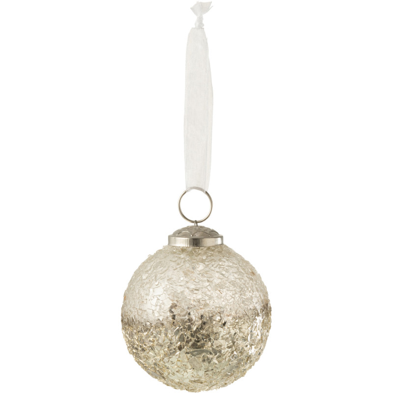 Boule de Noël en Verre Argenté Effet craquelé - 1