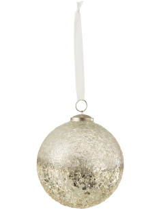 Boule de Noël XL en Verre Argenté Effet craquelé - 1