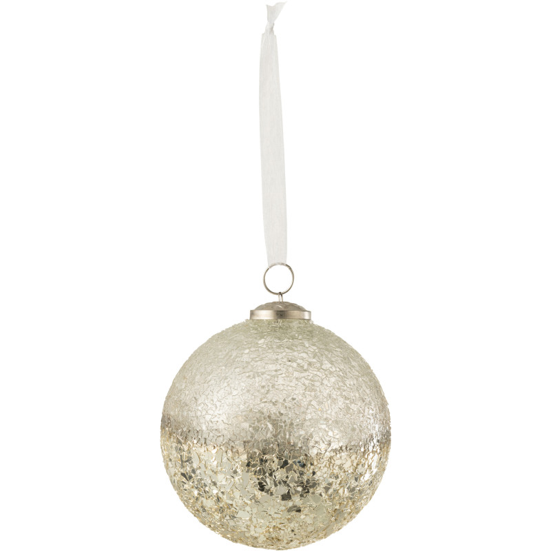 Boule de Noël XL en Verre Argenté Effet craquelé - 1