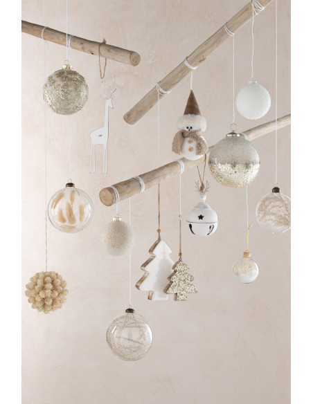 Boule de Noël XL en Verre Argenté Effet craquelé - 2