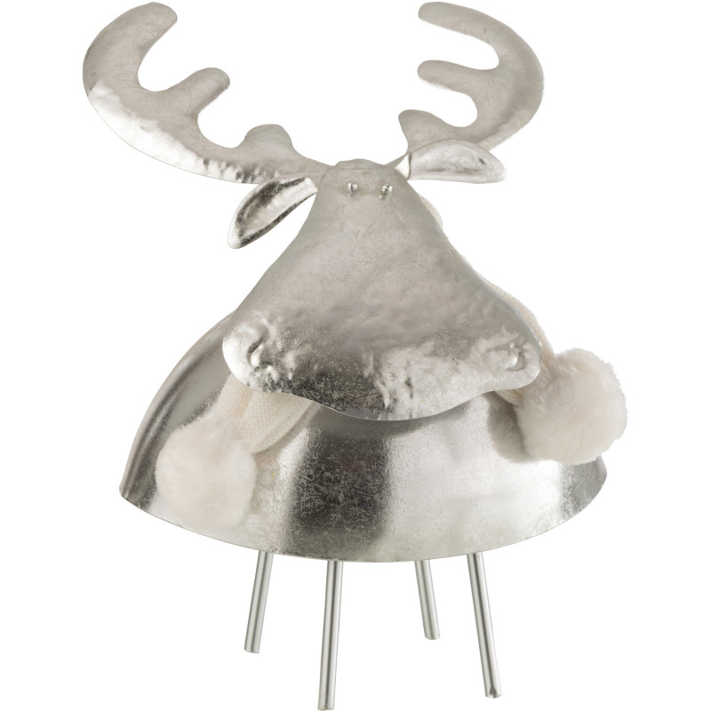 Décoration de Noël Cerf 25 cm en Métal Textile Argenté - 1