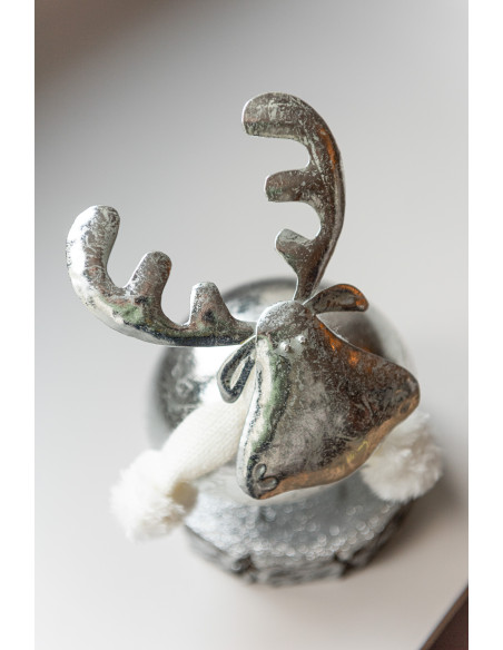 Décoration de Noël Cerf 25 cm en Métal Textile Argenté - 2
