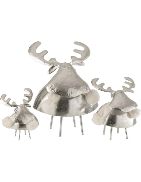 Décoration de Noël Cerf 25 cm en Métal Textile Argenté - 3