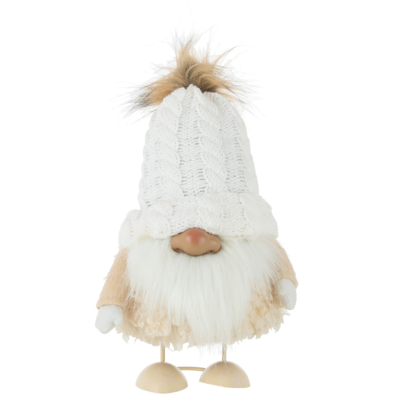 Décoration de Noël Père Noël avec bonnet 35 cm en Polyester Beige Blanc - 1